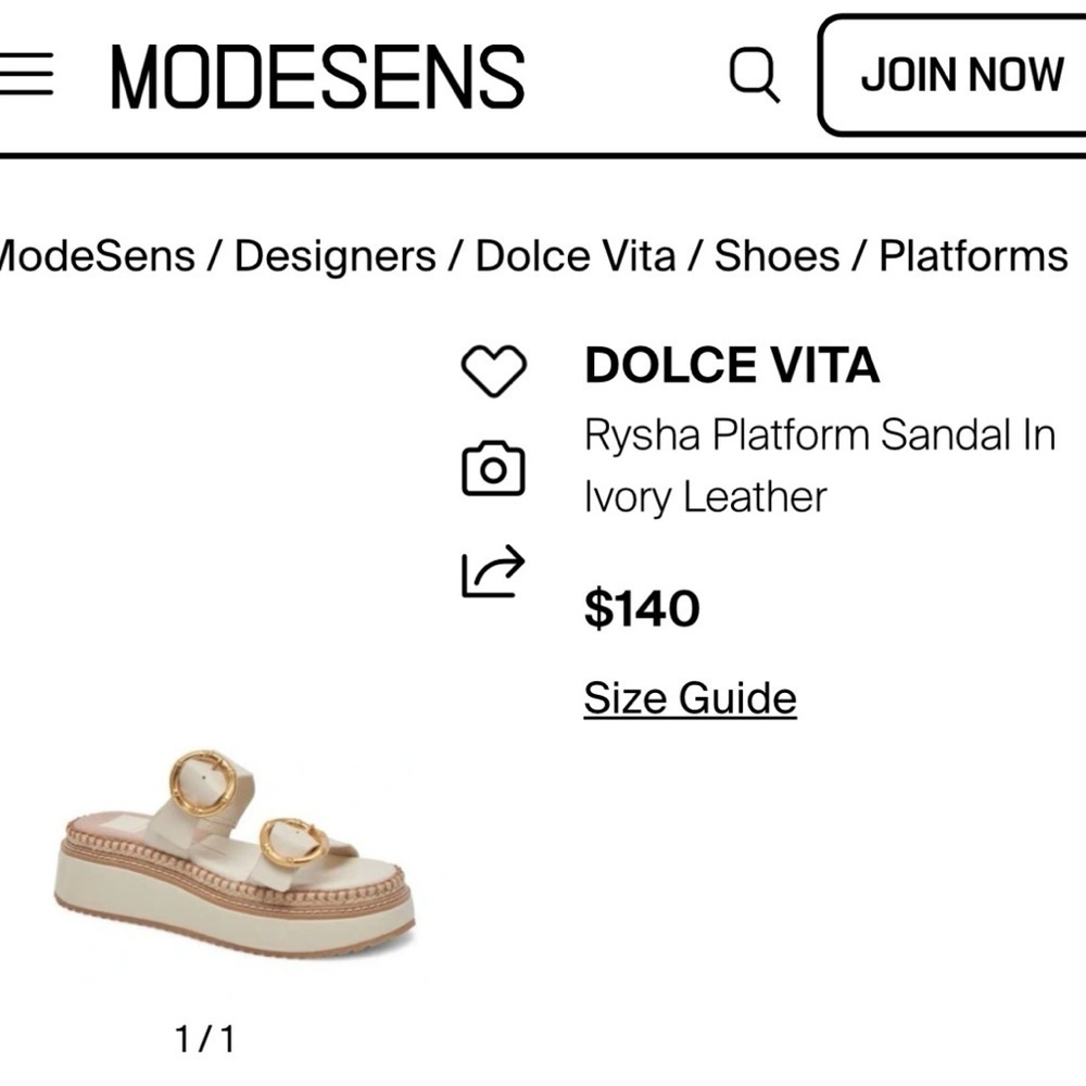 Dolce Vita Rysha Buckle Platform Leather Sandal Casual Beach Ivory Size 8.5